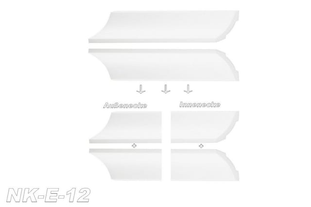 Marbet Design - Stuckleisten xps Styropor weiß 2 Meter Deckenleisten Wandleisten E-Leisten Modelle: E-12 / 50x50mm, 1-Innenecke / 1-Außenecke