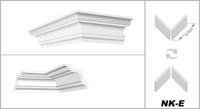 Marbet Design - Stuckleisten xps Styropor weiß 2 Meter Deckenleisten Wandleisten E-Leisten Modelle: E-3 / 22x25mm, 1-Innenecke / 1-Außenecke
