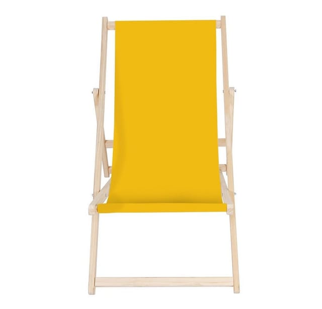 Strandliege Liegestuhl Gartenliege Klappbar Sonnenliege Holz Faltbar Gelb Outdoor-Möbel Erholung Terrasse verstellbare Rückenlehne Armlehnen