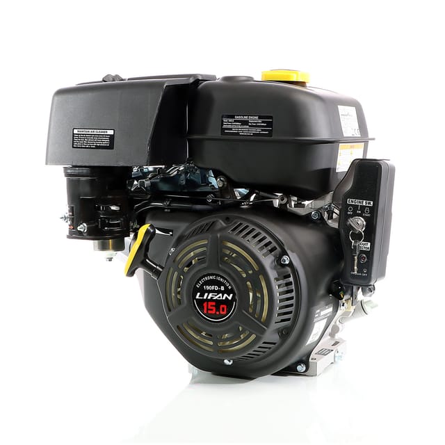 LIFAN 190 FD-B E-Start Benzinmotor mit 15 PS Einzylinder für Kleinmaschinen & Karts, luftgekühlter 4-Takt Motor mit 25 mm Kurbelwelle,