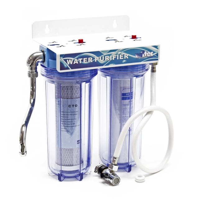 Naturewater - NW-PR102 2 Stufen Wasserfilter Doppelfilter, 5 µ, 26,16 mm (3/4'), Ø62 mm pp Kartusche, Filter Wandhalterung, Filterschlüssel,