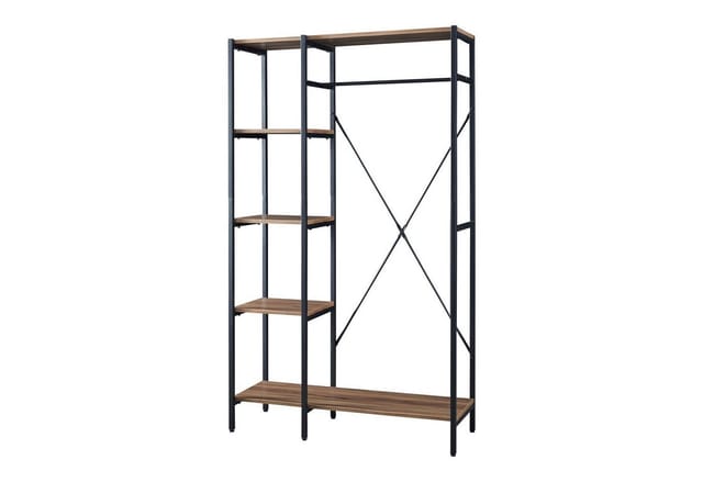 [en.casa] - Garderobenständer Hvidovre 170x100x35 cm Schwarz/Holzfarben
