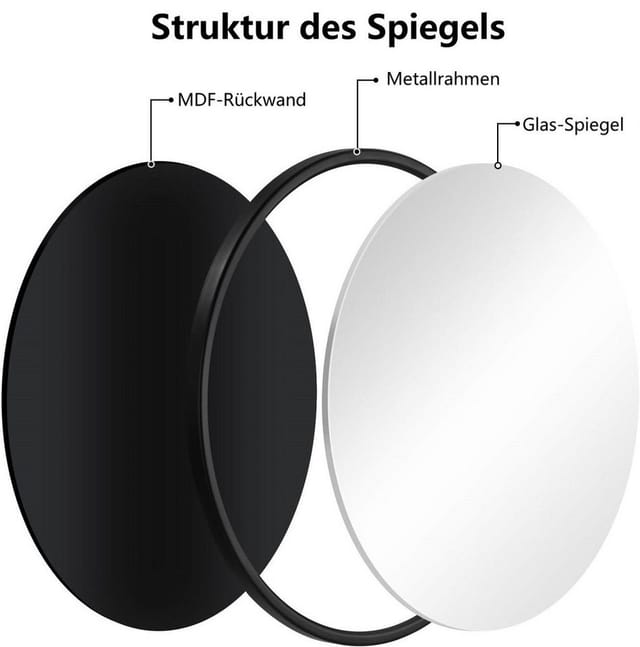 Wandspiegel Spiegel rund φ 40 cm Hängespiegel für Badezimmer Schlafzimmer Wohnzimmer Flur - Woltu