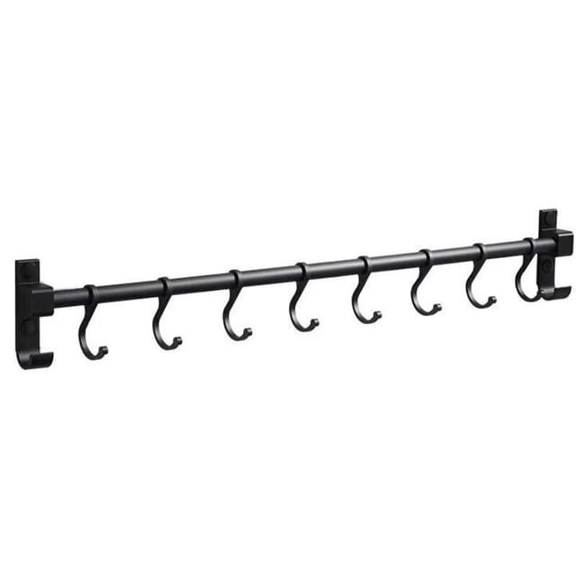 Linghhang - Küchenbar-Wandstange aus Aluminium, 50 cm, Küchenutensilienhalter mit 8 Haken