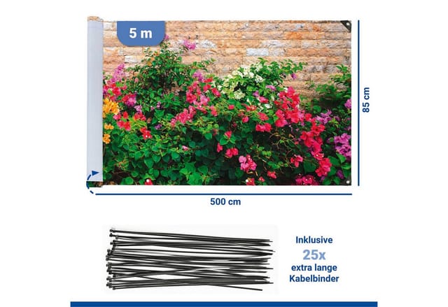 Maximex - Balkonsichtschutz, Blumen, 5 m x 35 cm