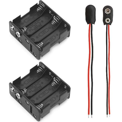 2-teiliges Aa-batteriehaltergehäuse (8 X 1,5 V, Schwarz) - Kunststoffgehäuse - Batterieaufbewahrungsbox Mit Batterieanschlusskabel - Kabelende - Leiterdraht