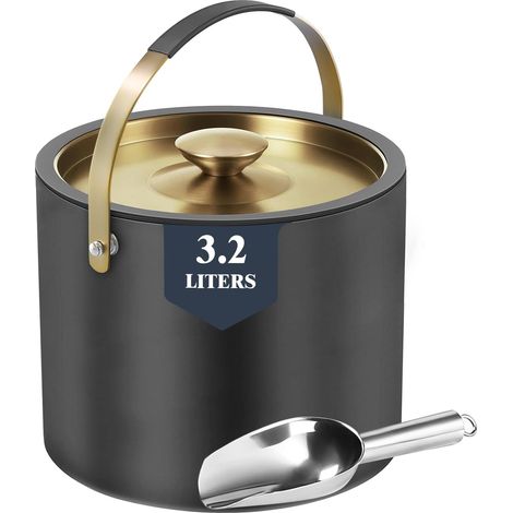 3,2-liter-eiswürfelbehälter Mit Deckel Und Schaufel, Doppelwandig Isolierter Eiskübel Aus Edelstahl Für Cocktailbars Und Partys (mintgrün)