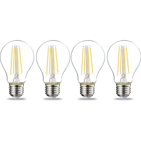 2er-pack Led-lampen, Edison-schraubsockel E27, 7 W (entspricht 60 W), Klarer Glühfaden, Nicht Dimmbar, Warmweiß