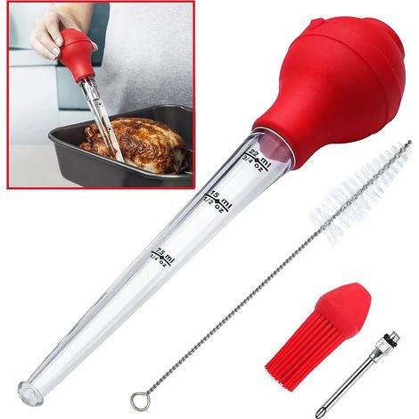 Fleischsaftinjektor, Fleischinjektor Mit Backpinsel, Fleischmarinadjektor, Reinigungsbürste