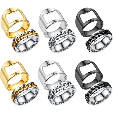 Edelstahlkette, Drehbarer Ring, Flaschenöffner, Bunte Ringe – Ideal Als Geschenk Oder Für Den Täglichen Bedarf.