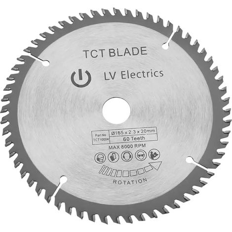165 Mm Silberne Trennscheibe Für Kreissägen, 60 Zähne + 1 Reduzierring, Zum Schneiden Von Holz.