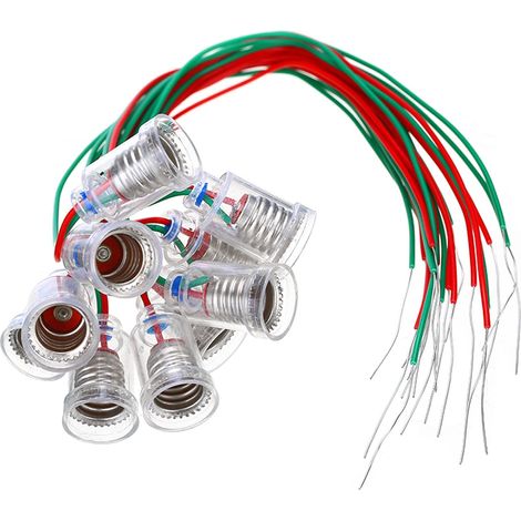 12-teiliges E10-lampenfassungsset Mit Kabel, Kleine E10-lampenfassung Mit 25 Cm Langen Isolierten Drähten Für Led-experimente Zu Hause, Zubehör Für Elektrische Prüfungen