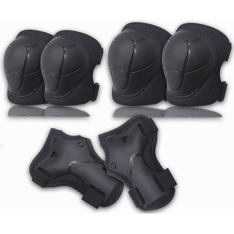 Set Aus Knieschonern, Schutzausrüstung Inklusive Knieschonern Für Kinder, Jugendliche Und Erwachsene, Zum Rollschuhlaufen, Inlineskaten, Skateboarden, Scooterfahren Usw. (schwarz)