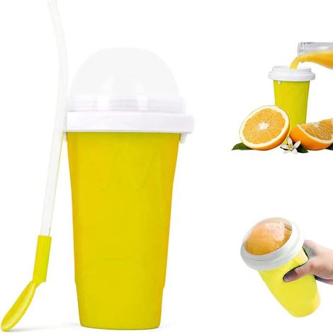 Magischer Slush-becher, Crushed-ice-becher, Sommer-eisshaker, Eisbecher, Smoothie-becher (gelb)