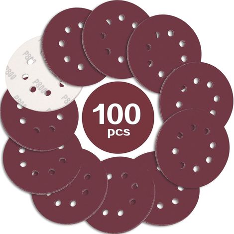 105 Stück 125-mm-schleifscheiben Mit 8 Löchern Und Klettverschluss, Verschiedene Körnungen (40/60/100/150/240/320/600) Für Exzenterpoliermaschinen