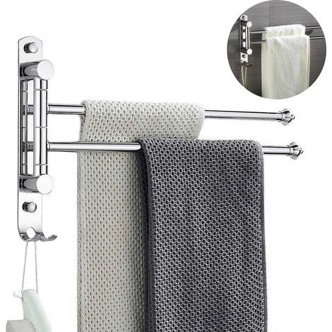 Wandmontierter Handtuchhalter Mit Drei Armen Aus Edelstahl, Um 180° Schwenkbar.