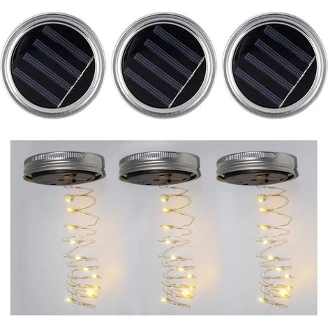 3-teiliges Einmachglas-deckelset, 30 Tageslichtweiße Leds, Wasserdicht, Für Innen- Und Außenbeleuchtung, Schlafzimmer, Garten, Weihnachten