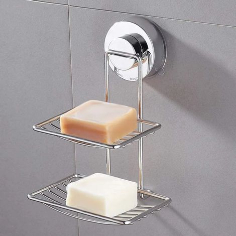 Seifenschale Mit Doppeltem Saugnapf Aus Edelstahl Für Bad Und Dusche.