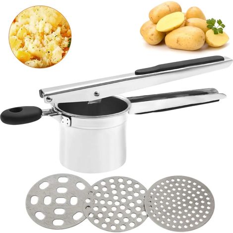 Kartoffelpresse/spätzlepresse, Manuelle Presse Aus Edelstahl 304 Für Entsafter, Obst Und Gemüse Mit 3 Austauschbaren Scheiben