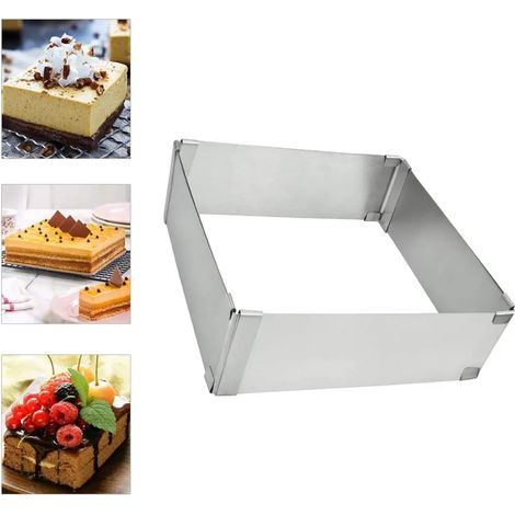 Verstellbarer Rechteckiger Backrahmen Aus Hochwertigem Edelstahl, Quadratische Form Für Kleine Und Große Kuchen, Torten Und Pizzen, Zum Backen Und Dekorieren, Edelstahlform
