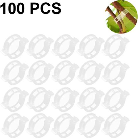 100 Pflanzenclips Aus Kunststoff, Gemüsestützen, Tomatenstützen, Pflanzenständer (transparent Weiß)