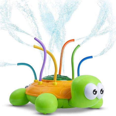 Gartensprenger Für Kinder Und Kleinkinder, Drehbare Schildkröte Mit Oszillierenden Schläuchen – Für Spritzigen Spaß Im Sommer – Wasserstrahlen Bis Zu 4,5 Meter Hoch – Anschluss An Einen Gartenschlauch