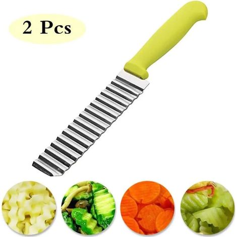 2-teiliger Gemüseschneider/pommes-schneider, Wellen-pommes-schneider Für Kinder, Kartoffelschneider Aus Edelstahl, Geriffeltes Messer Für Gemüse, Obst Und Salate, Wellen-pommes-messer, Wellenmesser Fü
