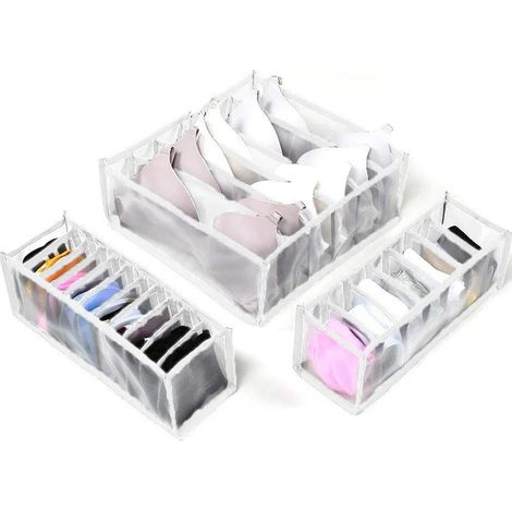 Set Mit 3 Aufbewahrungsboxen Mit Schubladen, Kleiderschrank-organizer, Für Unterwäsche, Bhs, Socken, Slips
