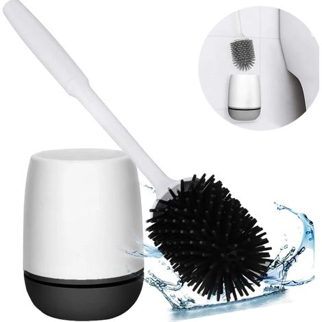 Wc-bürste Und Halter-set, Wc-bürste Mit Langem Griff Und Schnelltrocknender Halter, Silikon-wc-bürste Für Badezimmer.