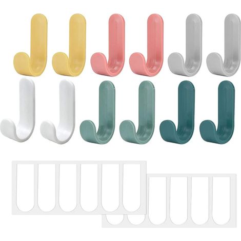 Set Mit 12 Farbenfrohen Klebehaken, Kunststoff-wandhaken, Stabile Handtuchhaken Für Bad, Schlafzimmer, Küche, Büro, Tür