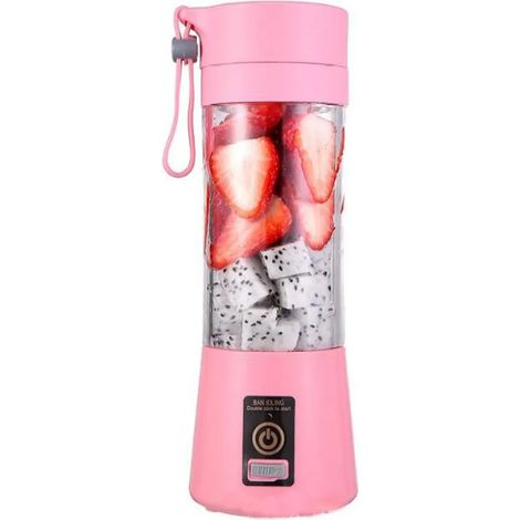 Tragbarer Smoothie-mixer Mit 6 Edelstahlklingen, Usb-aufladbar, 400 Ml, Bpa-frei, Ideal Für Zuhause, Unterwegs Und Im Freien – Pink