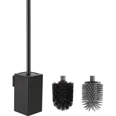 Schwarze Toilettenbürste, Wand-wc-bürste, Einzigartige Quadratische Silikon-wand-wc-bürste Mit 2 Bürstenköpfen