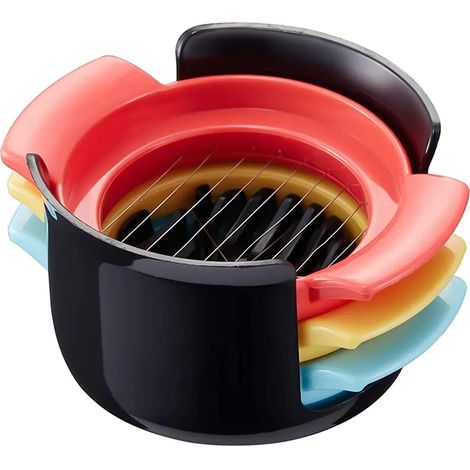 3-in-1 Eierschneider, Multifunktionaler Eierschneider Für Hartgekochte Eier, Schneiddraht Aus Edelstahl, Für Eier, Erdbeeren, Beeren Und Gemüse (schwarz)