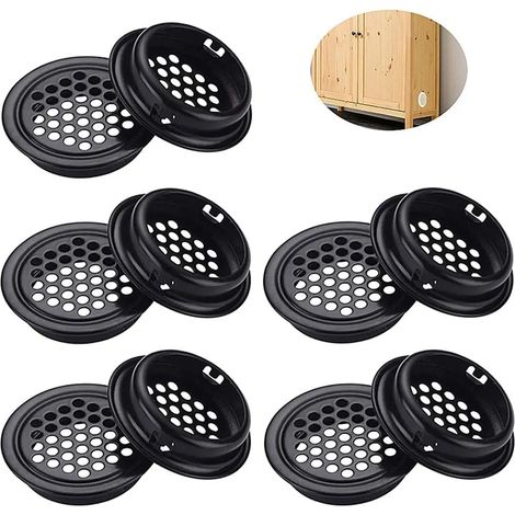Rundes Lüftungsgitter Aus Edelstahl. Packung Mit 10 Runden Lüftungsgittern Aus Edelstahl. Schwarzes Lüftungsgitter Für Küchenschränke/kochfelder.