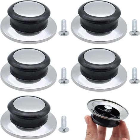 Set Mit 6 Universellen Ersatzgriffen Für Topf- Und Pfannendeckel, Hitzebeständig, Aus Kunststoff, Kompatibel Mit Vielen Marken.