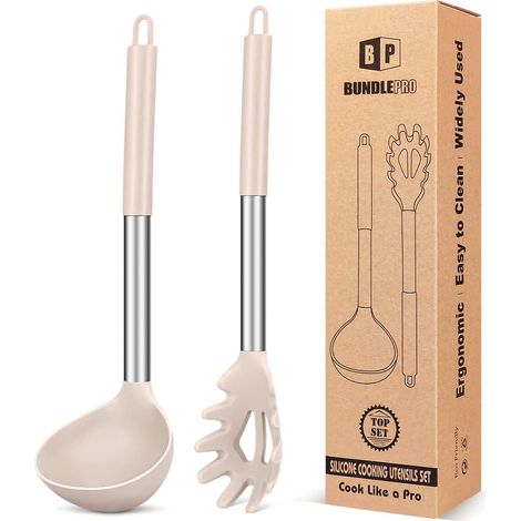 Silikonlöffel Und -gabel Für Pasta Und Pfanne, Antihaftbeschichtete Küchenutensilien Zum Kochen, Umrühren Und Servieren Von Spaghetti, Suppe Und Soße