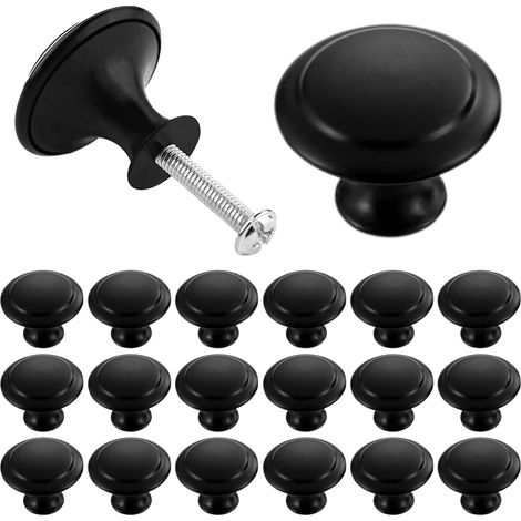 20 Mattschwarze Schubladengriffe, 30 Mm Runde Edelstahlgriffe Mit Schrauben, Möbelgriffe, Küchengriffe, Elegante Schubladengriffe Für Schränke, Möbelgriffe