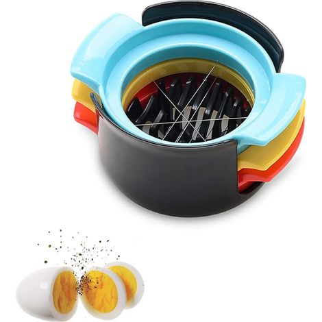 Eierschneider Für Hartgekochte Eier, Verbesserter 3-in-1-multifunktions-eierschneider, Erdbeerschneider, Schwarz