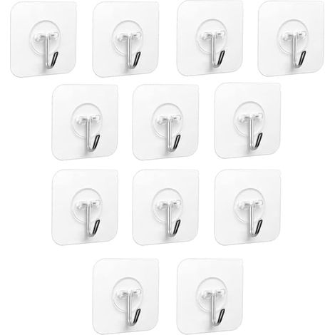 Selbstklebende Haken - 6 Stück Transparente, Selbstklebende Haken, Max. 5 Kg, Zum Aufhängen Von Bad-, Küchen-, Decken-, Wand-, Tür-, Bademantel- Und Handtuchhaltern (6 Stück)