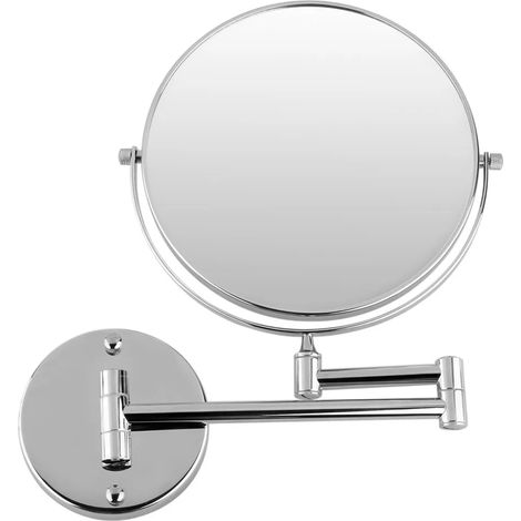 8-zoll-doppelseiten-schwenk-wandkosmetikspiegel, 12-zoll-auszug, Polierte Chromoberfläche (7-fache Vergrößerung)