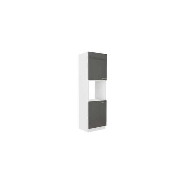 Küchen Preisbombe - Küchen Hochschrank 60 cm Lara Grau Hochglanz Küchenzeile Küchenblock Küche