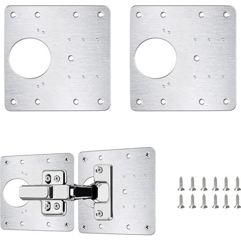 Reparaturplatten Für Scharniere, 2 Stück 47 X 90 Mm Mit Montagesatz Und 12 Schrauben, Zur Befestigung Von Scharnieren An Küchentüren, Schränken Und Regalen.
