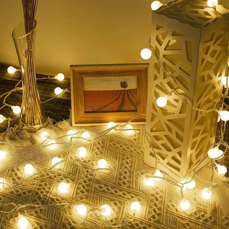 10 M Lange Lichterkette Mit 100 Kristallkugelförmigen Leds, Warmweiß, Usb-betrieben, Wasserdicht, Für Balkone, Gärten, Weihnachten, Partys Und Hochzeiten.