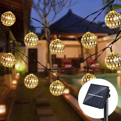 Sonnenförmige Led-lichterkette, 5 M, 20 Marokkanische Led-kugeln, Wasserdichte Ambientebeleuchtung, Warmweißes Sternenlicht, Ideal Für Weihnachtsfeiern Im Garten Oder Auf Dem