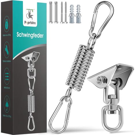Stahlfeder Für Hängematte, Tragkraft Bis Zu 250 Kg, Mit 2 Karabinerhaken, 360° Drehbarer Haken Für Hängematte, Hängesessel