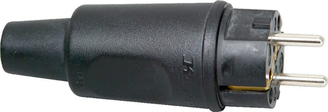 KOPP Schutzkontakt-Stecker 179016004, Vollgummi, 2 Stecksystemen, schwarz
