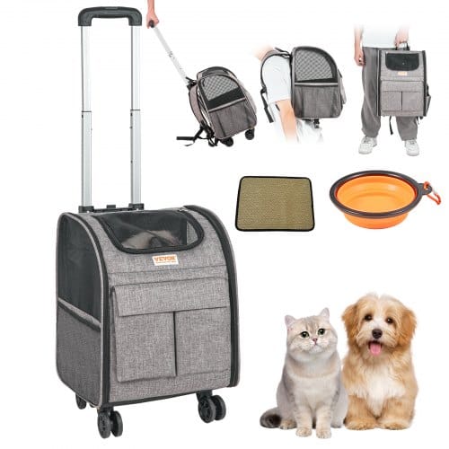 Vevor Hundetrolley Faltbarer Hunderucksack Max.8,1kg Tragfähigkeit Transporttasche Aus 600d Oxford-stoff Hundewagen Mit 5 Aufbewahrungstaschen Haustier Trolley Ideal Für Autoreisen Oder Ausflüge