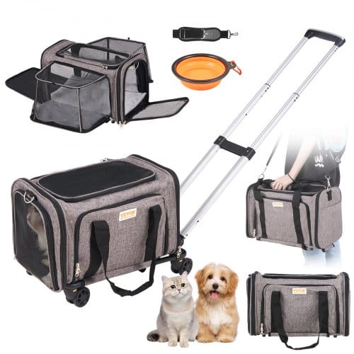 Hundetrolley Faltbarer Hunderucksack Max.11,3kg Tragfähigkeit Transporttasche Aus 600d Oxford-stoff Hundewagen Mit 4 Rädern Aufbewahrungstaschen Haustier Trolley Ideal Für Autoreisen Ausflüge - Vevor