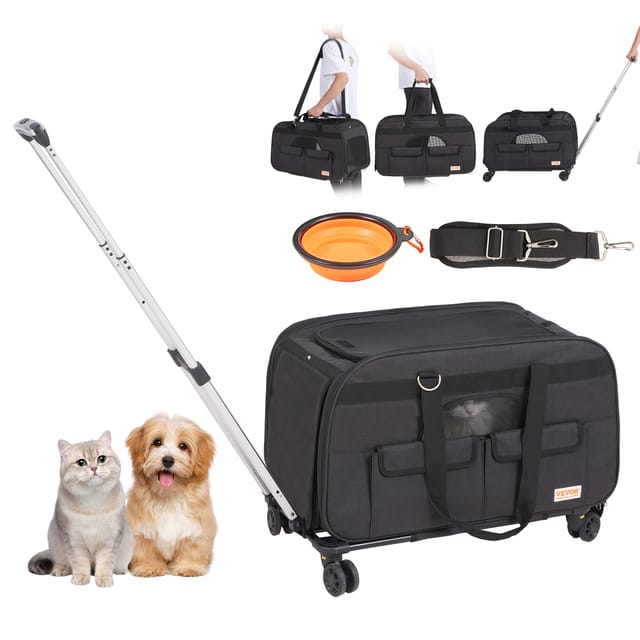 Hundetrolley Faltbarer Hunderucksack Max.15,8kg Tragfähigkeit Transporttasche Aus 600d Oxford-stoff Hundewagen Mit 4 Rädern Aufbewahrungstaschen Haustier Trolley Ideal Für Autoreisen Ausflüge - Vevor