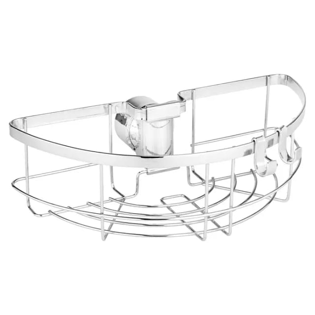 Edelstahl Duschstangencaddy Floresta Rund 26 x 8 x 15,5 cm - Glänzend, Silber glänzend - Wenko